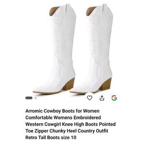 Arromic Embroidered Western Cowgirl Knee High Boots Women Pointed Toe Size 10